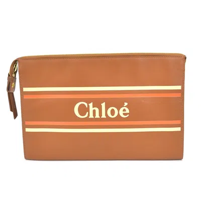 Pre-owned Chloé Brown Leather Clutch Bag ()