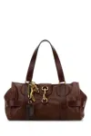 Chloé Brown Leather Kerala 25 Shopping Bag In Darkebony