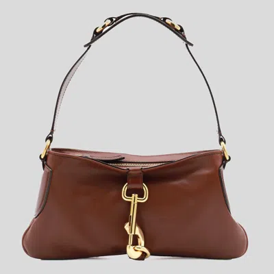 Chloé Brown Leather Kerala 25 Shoulder Bag In Dark Ebony