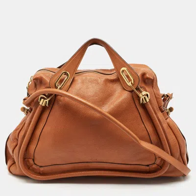 Pre-owned Chloé Brown Leather Large Paraty Shoulder Bag