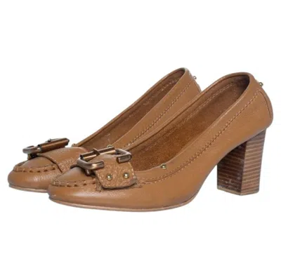 Pre-owned Chloé Chloe, Brown Leather Loafer Pump