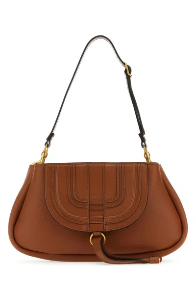 Chloé Brown Leather Marcie Clutch In Leather Brown
