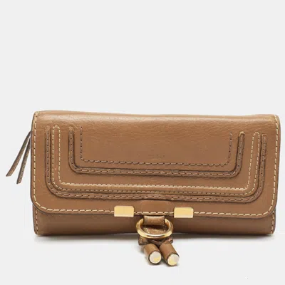 Pre-owned Chloé Brown Leather Marcie Continental Wallet