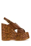 Chloé Brown Leather Maxime Wedges In Multi
