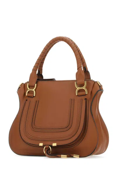 Chloé Brown Leather Medium Marcie Handbag In Tan