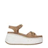 Chloé Isla 105 Calf Leather Wedge Sandals In Brown