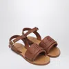 Chloé Brown Leather Sandals With Logo