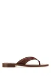 Chloé X Eres Leather Thong Flip Flops In Brown