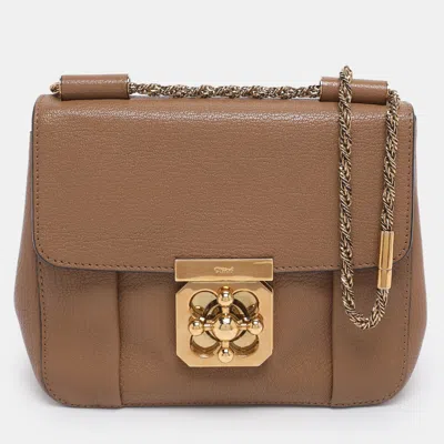 Pre-owned Chloé Brown Leather Small Elsie Shoulder Bag