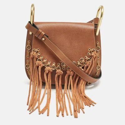 Pre-owned Chloé Brown Leather Small Hudson Fringe Shoulder Bag