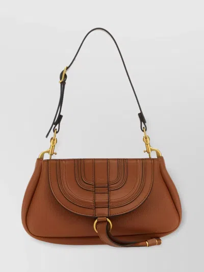 CHLOÉ BROWN LEATHER SMALL MARCIE CLUTCH