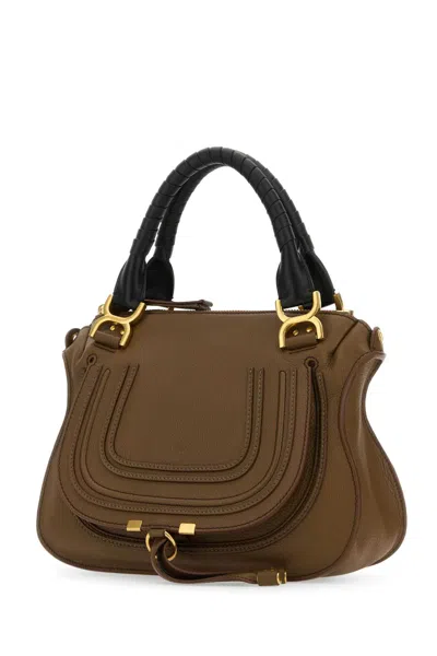 Chloé Brown Leather Small Marcie Handbag In Palmbrown
