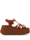 Chloé Brown Leather Wedges In Brown