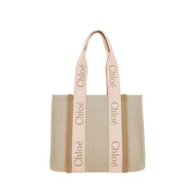 Chloé Brown Linen Shoulder Women's Bag