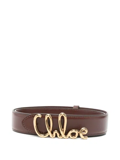 CHLOÉ WOMEN BROWN LOGO BUCKLE BELT, 32 LUXURY BELTS FOR WOMEN DARVEYS