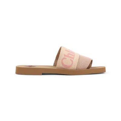 Chloé Brown Logo Sandals In Pink