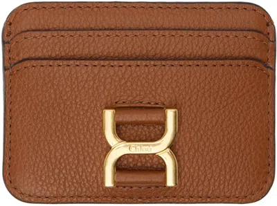 Chloé Brown Marcie Card Holder In 25m Tan