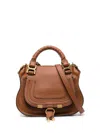 Chloé Marcie Shiny Leather Top Handle Bag In Brown