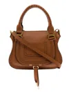 Chloé Marcie Small Double Carry Satchel Bag In Grained Leather In Brown