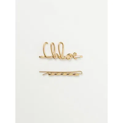 Chloé Brown Metal Hair Clip In Animal Print