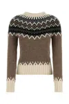 Chloé Pull Ajusté En Maille De Laine À Motif Fair Isle Femme Brun Taille L 84% Wool Vicugna Pacos, Farmed, In Brown