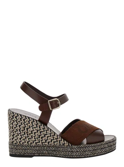 CHLOÉ BROWN OPEN TOE WEDGES