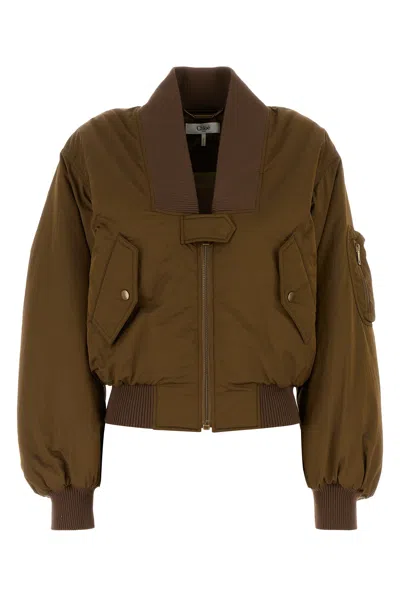 Chloé Chloe Brown Polyester Blend Bomber Jacket