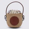 Chloé Horse Medal Basket Leather And Canvas-trimmed Raffia Tote In Brown
