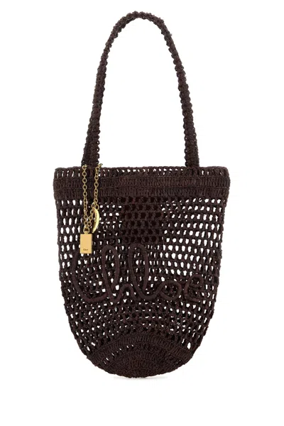 Chloé Chloe Brown Raffia Small Summer Banana Shopping Bag
