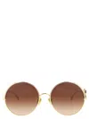 Chloé Brown Round Sunglasses In Gold