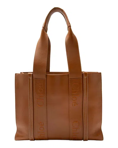 Chloé Brown Soft Leather Woody Medium Tote (authentic Pre-loved)