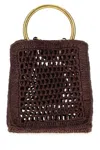 Chloé Summer Banana Small Leather-trimmed Woven Raffia Tote Bag In Burgundy