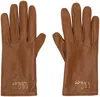 Chloé Iconic Logo Leather Gloves In Brown