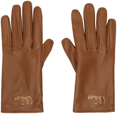 Chloé Brown 'the  Iconic' Gloves In 26m Clay Brown