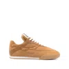 Chloé Women 'kick' Beige Low Top Sneakers With Logo Patch On The Tongue In Suede Woman In Brown