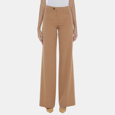 Pre-owned Chloé Brown Twill Virgin Wool Flared Trousers Size 34