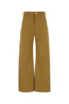 Chloé Cotton Drill Cropped Wide-leg Trousers In Brown