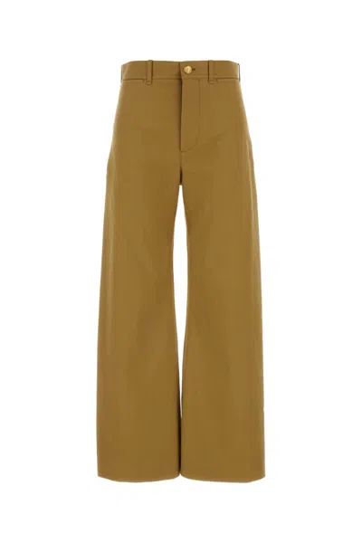 Chloé Cotton Drill Cropped Wide-leg Trousers In Beige