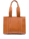Chloé Brown Woody Medium Leather Tote Bag In Brown