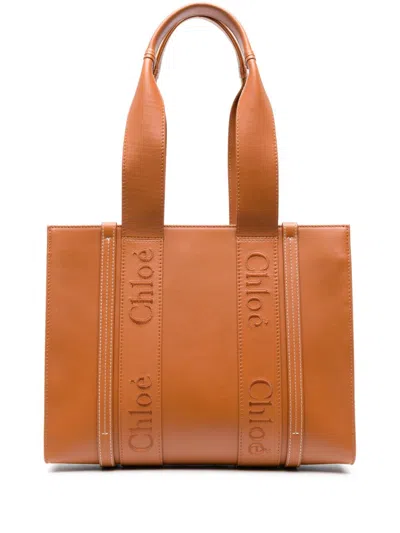 Chloé Brown Woody Medium Leather Tote Bag