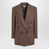 Chloé Brown/black Houndstooth Double-breasted Jacket In Brown
