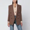 Chloé Houndstooth Double-breasted Blazer Notched Lapels In Brown