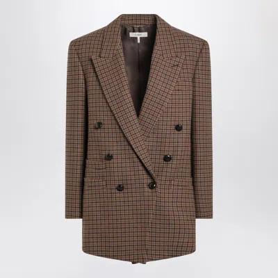 CHLOÉ CHLOÉ BROWN/BLACK HOUNDSTOOTH DOUBLE BREASTED JACKET