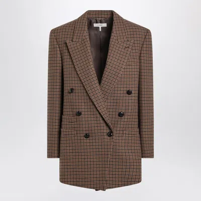 Chloé Houndstooth Double-breasted Blazer Notched Lapels In Multi