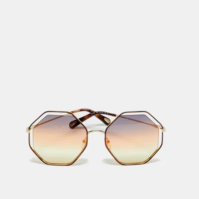 Pre-owned Chloé Brown/gold Gradient Ce132s Poppy Geometric Sunglasses