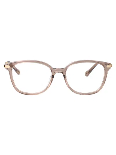 Chloé Brown-gold-transparent Acetate Glasses In Silver