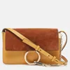 CHLOÉ BROWN/YELLOW LEATHER AND SUEDE SMALL FAYE SHOULDER BAG