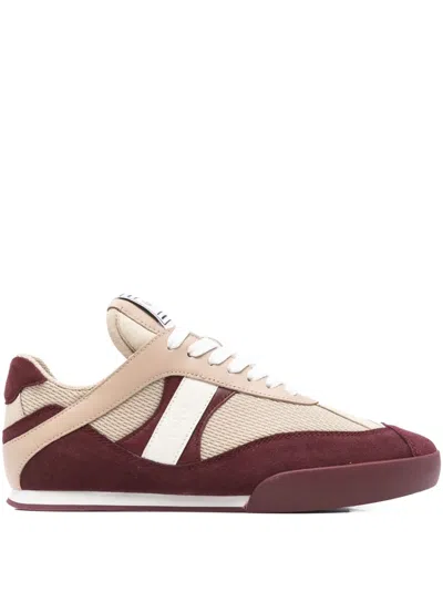 Chloé Kick Mixed Leather Retro Low-top Sneakers In Burgundy