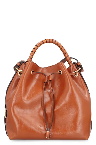 Chloé Bucket Bag Marcie In Leather In Orange