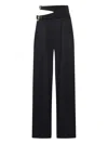 Chloé Buckle Keyhole High Waist Wool Straight Leg Pants In Black